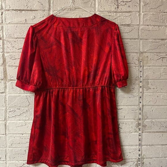 Michael Kors Red Wrap Floral Blouse Petite Medium - Picture 6 of 10